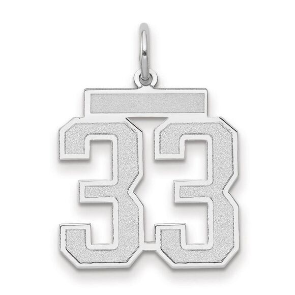 14k White Gold Jersey Collection Medium Number 33 Pendant
